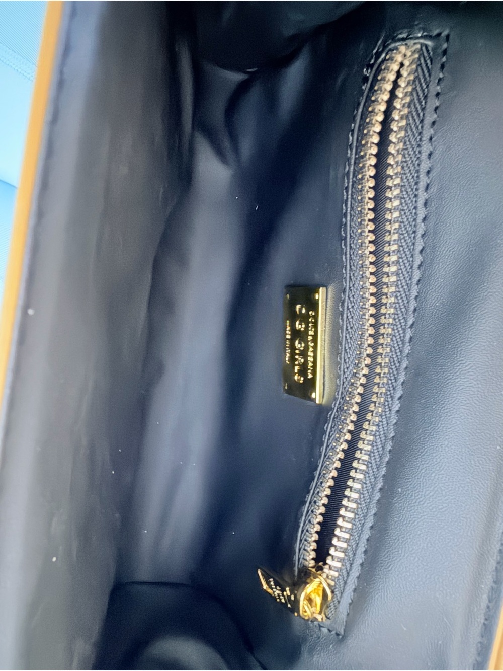 Metallic Gold Patent DG-Emblem Shoulder Bag with Matching Slides size 6 - Picture 16 of 16